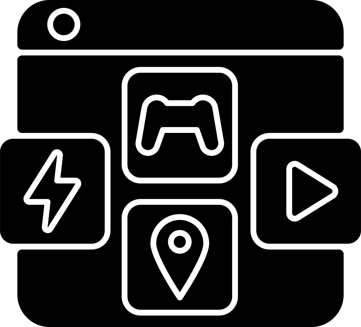 Online platforms black glyph icons set on white space