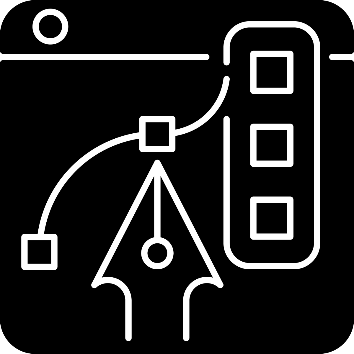 Online platforms black glyph icons set on white space