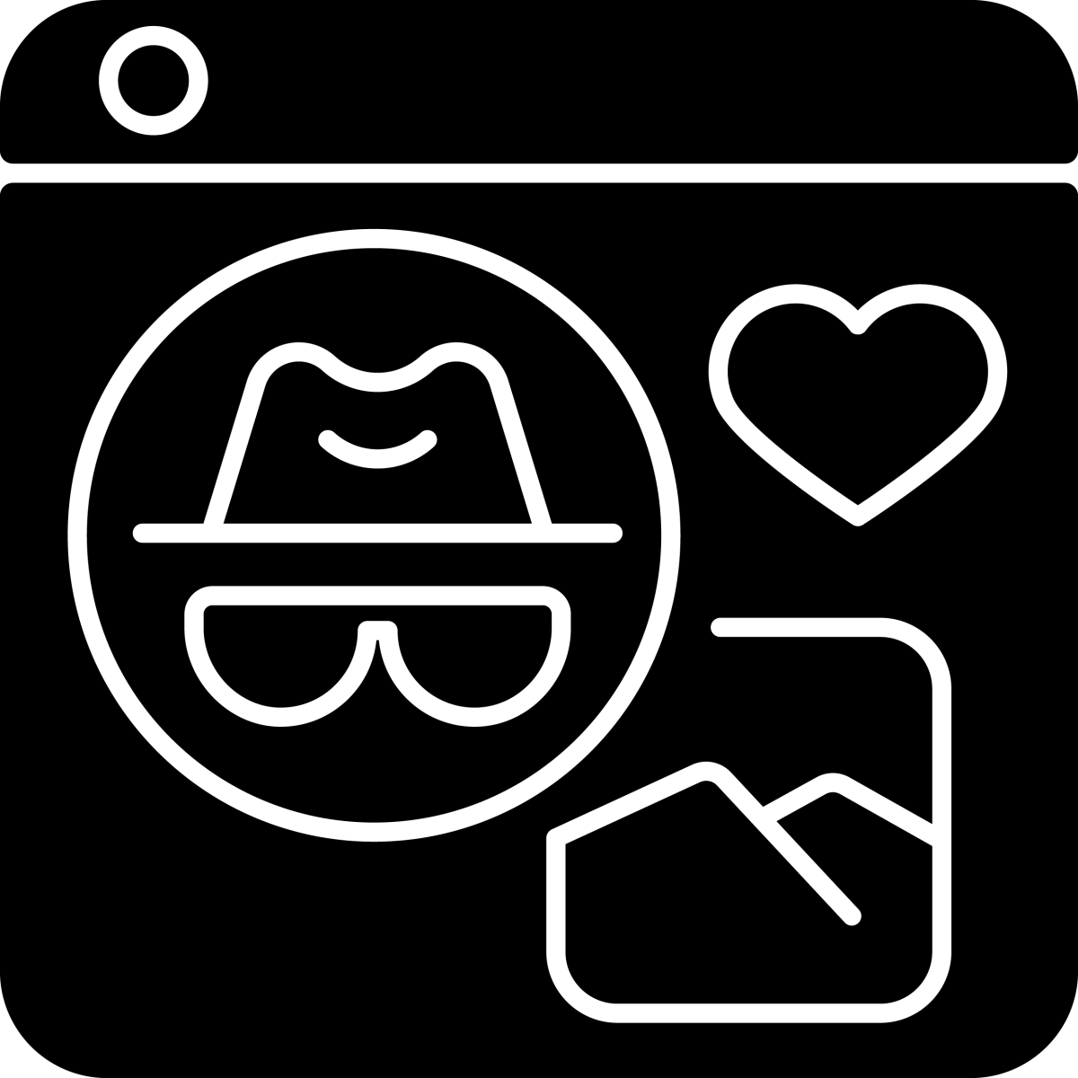 Online platforms black glyph icons set on white space