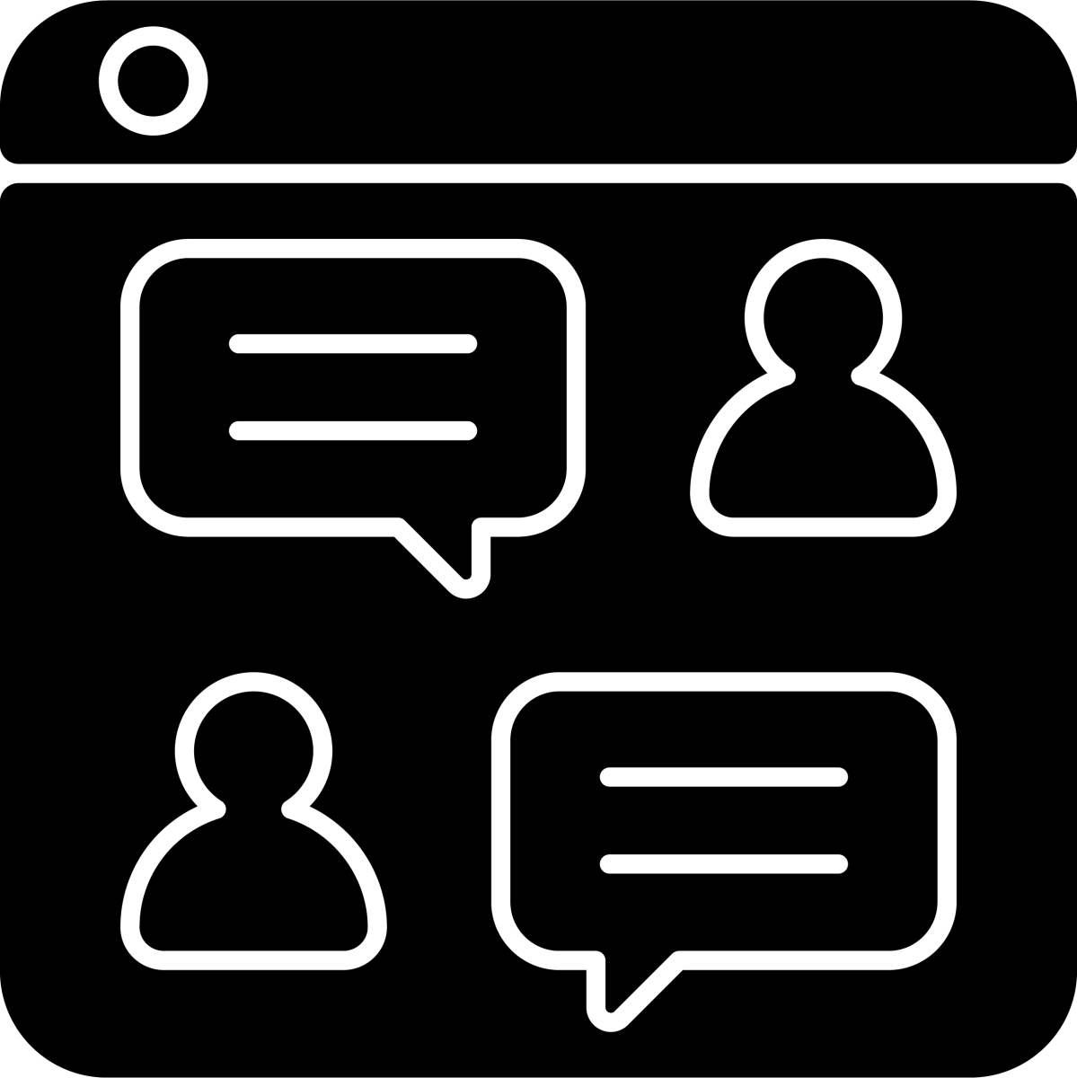 Online platforms black glyph icons set on white space