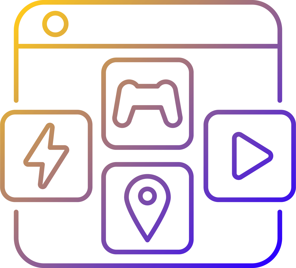 Online platforms gradient linear vector icons set