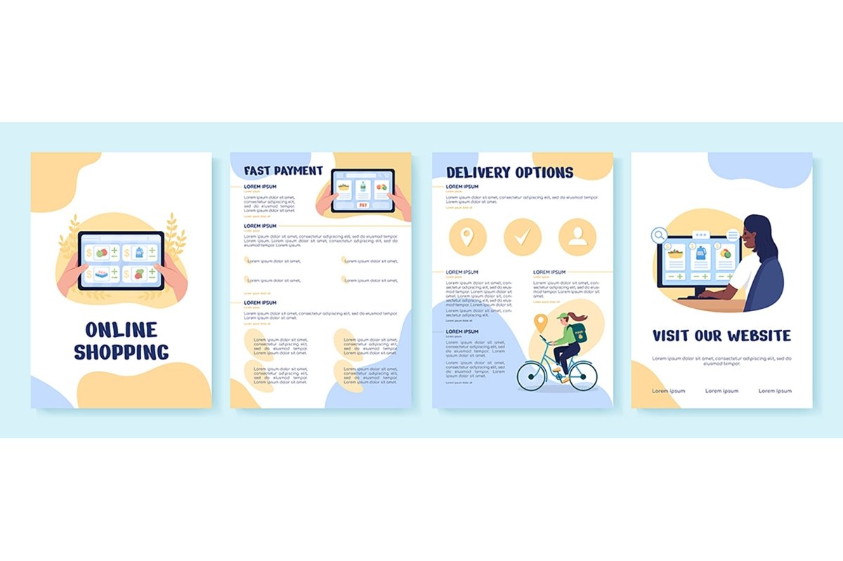 Online shopping brochure template set
