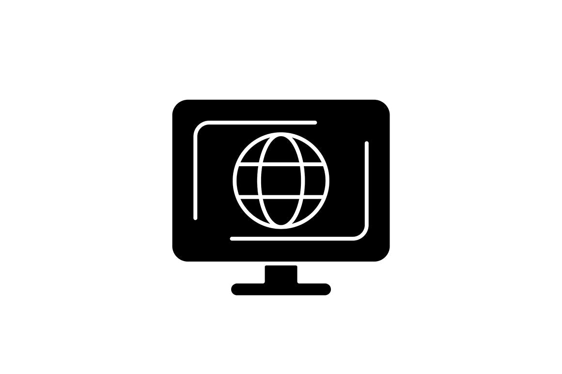 Online surveillance and censorship black glyph icons set on white space
