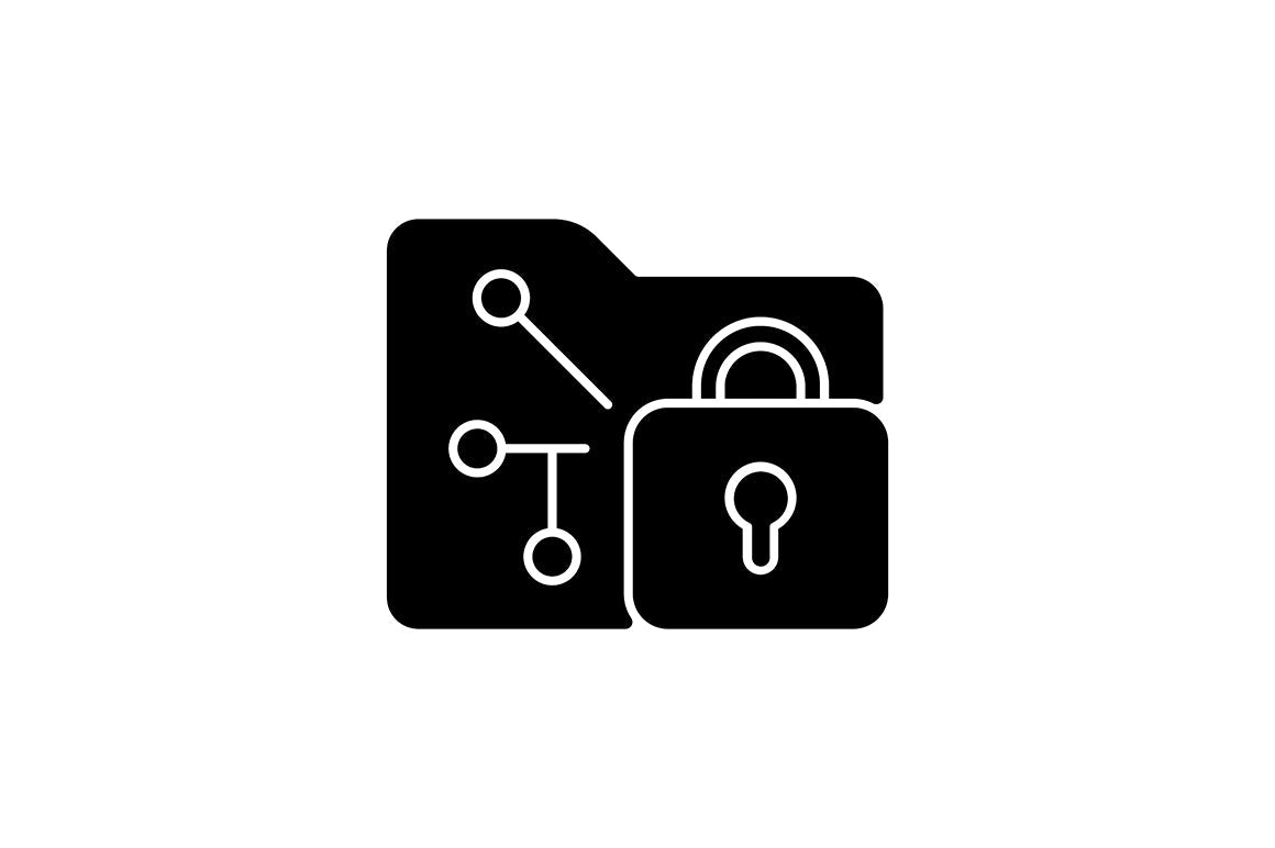 Online surveillance and censorship black glyph icons set on white space