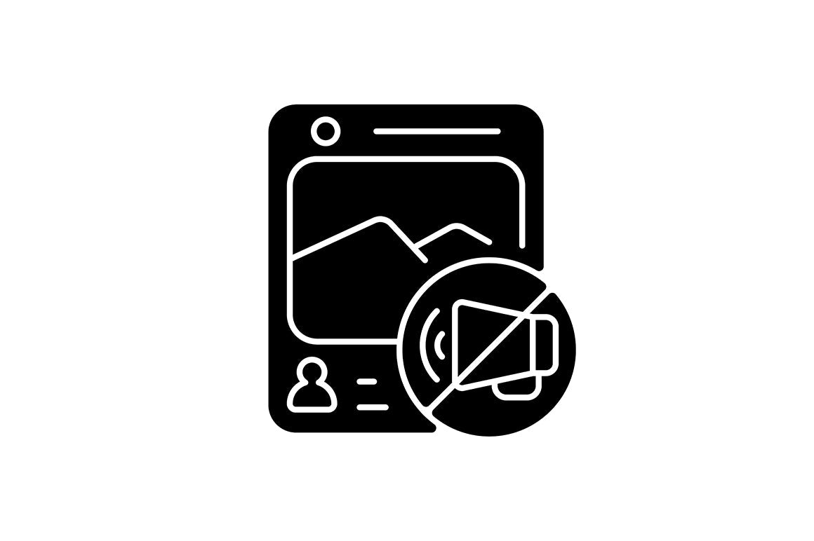 Online surveillance and censorship black glyph icons set on white space