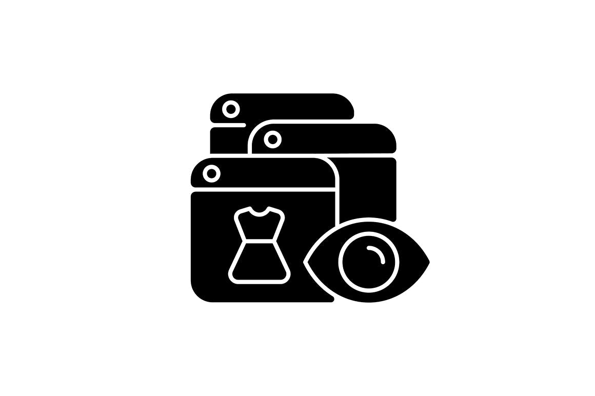 Online surveillance and censorship black glyph icons set on white space