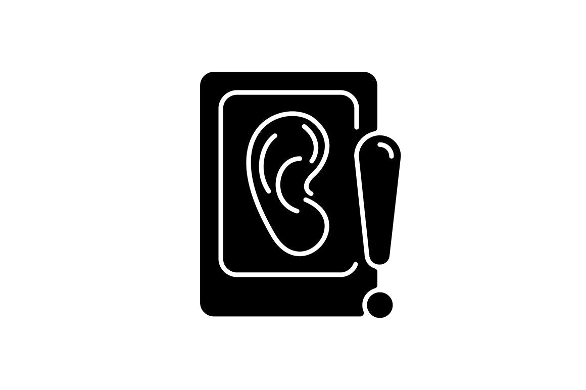 Online surveillance and censorship black glyph icons set on white space
