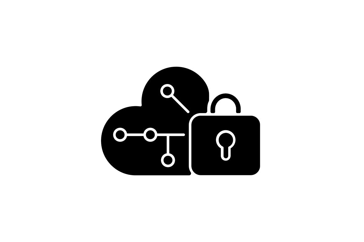 Online surveillance and censorship black glyph icons set on white space
