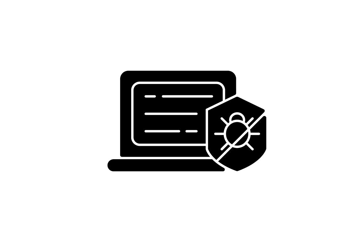 Online surveillance and censorship black glyph icons set on white space
