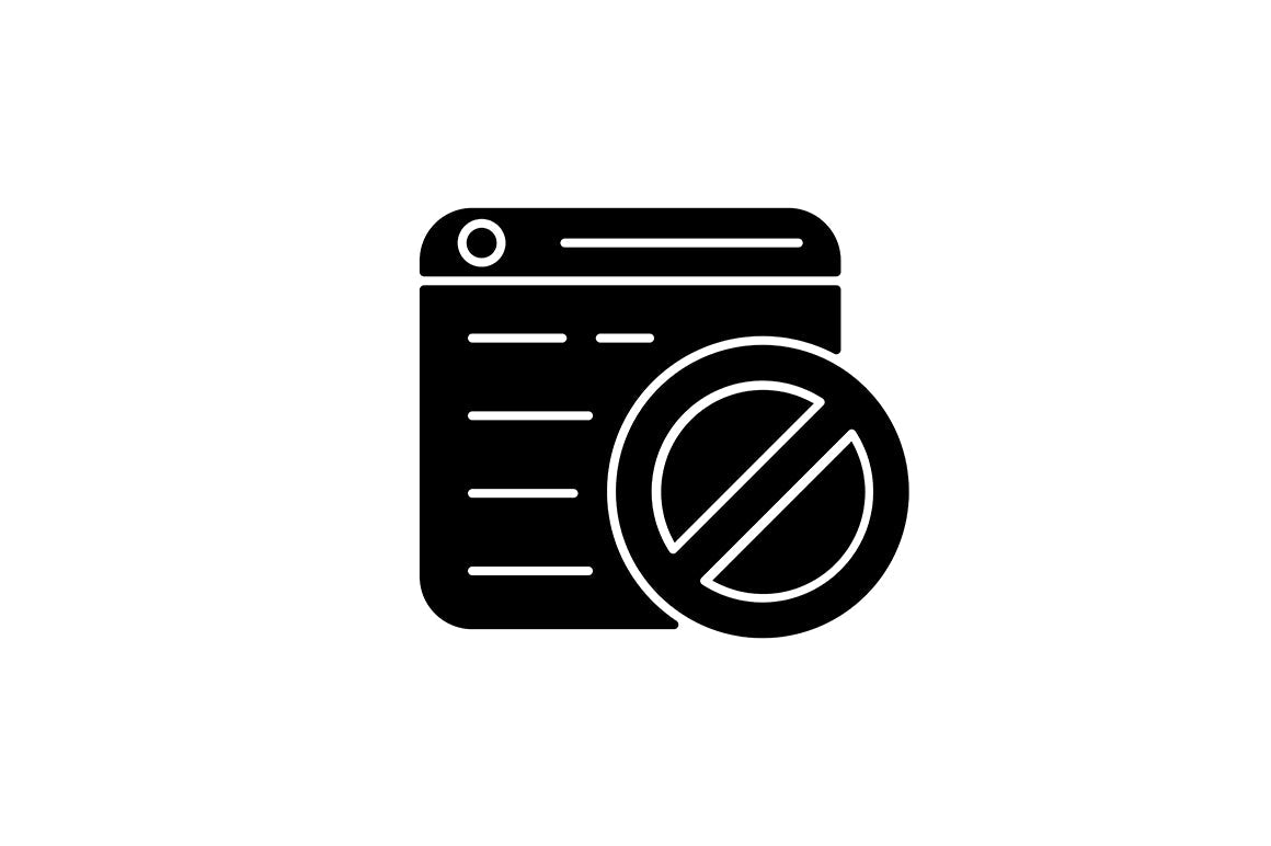 Online surveillance and censorship black glyph icons set on white space