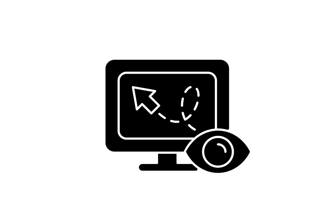 Online surveillance and censorship black glyph icons set on white space
