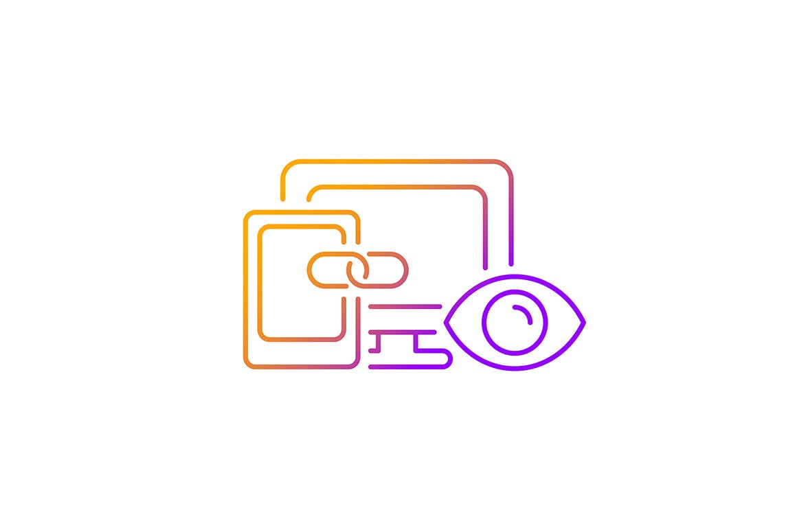 Online surveillance and censorship gradient linear vector icons set