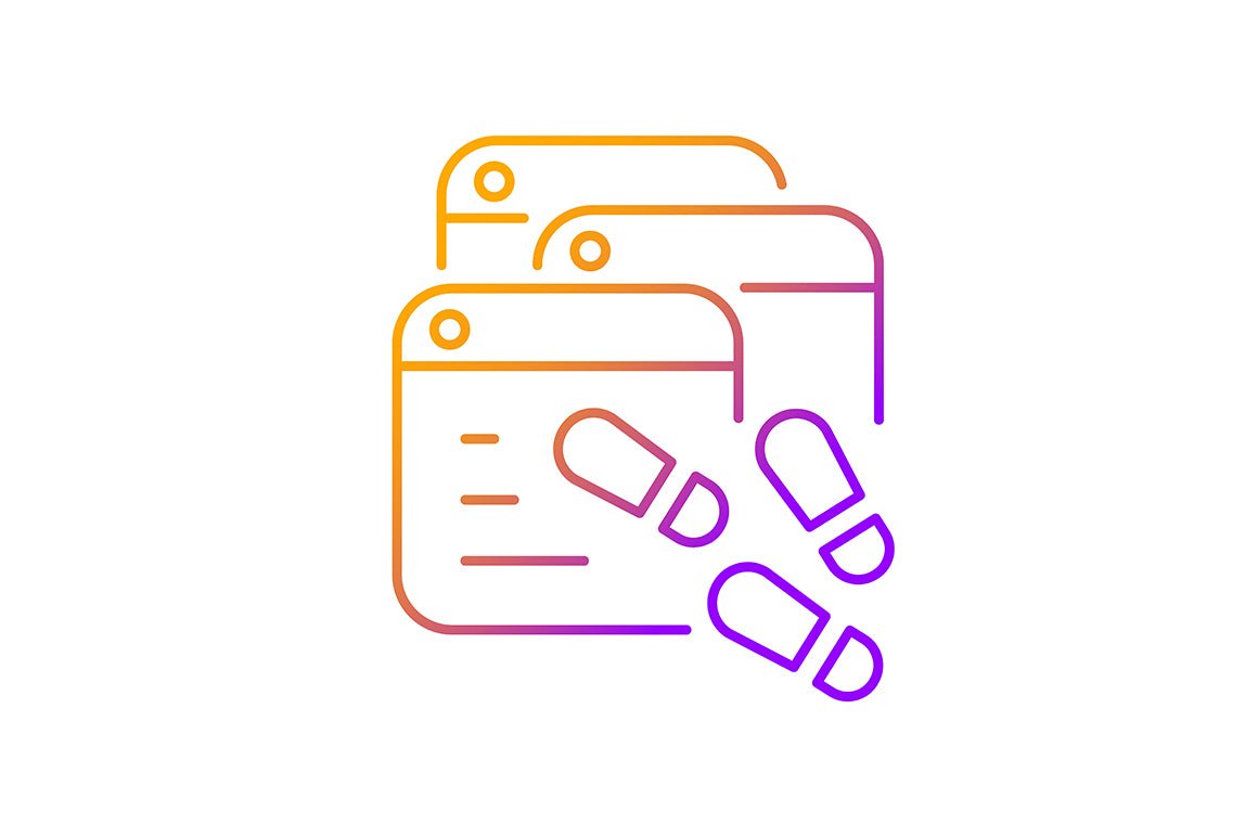 Online surveillance and censorship gradient linear vector icons set