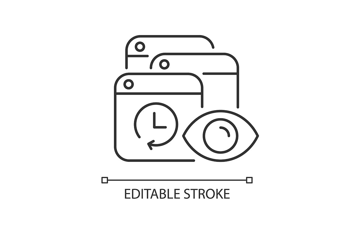 Online surveillance and censorship linear icons set for dark and light mode. Editable Stroke