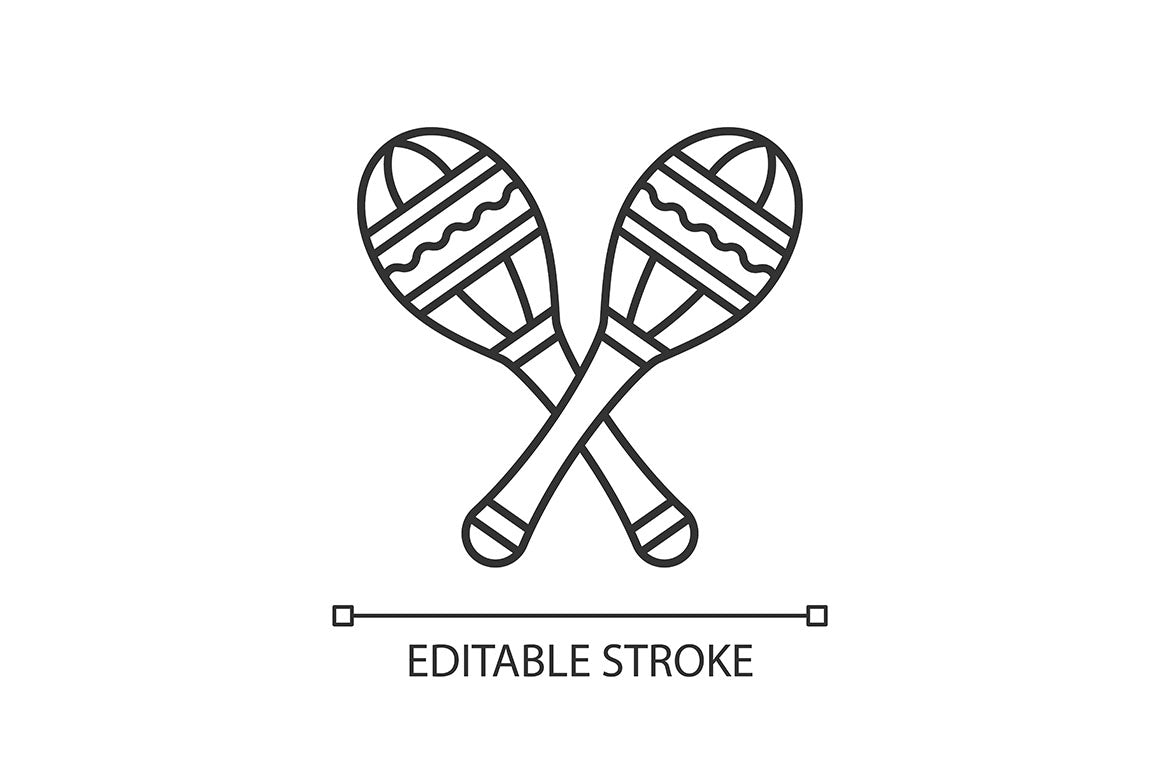 Orchestral instrument pixel perfect linear icons set