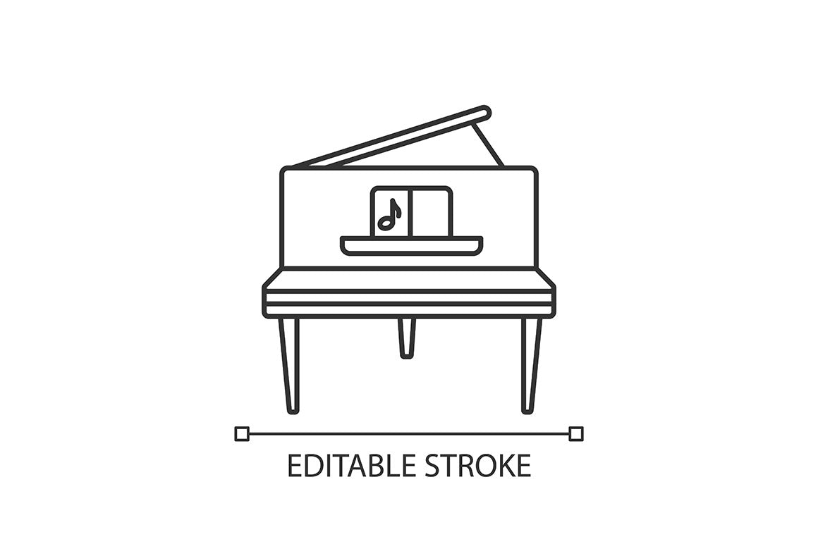 Orchestral instrument pixel perfect linear icons set