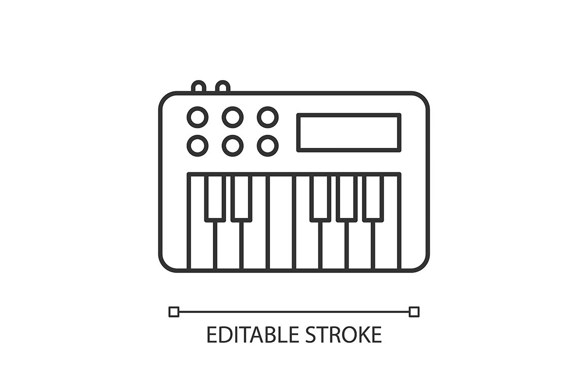 Orchestral instrument pixel perfect linear icons set