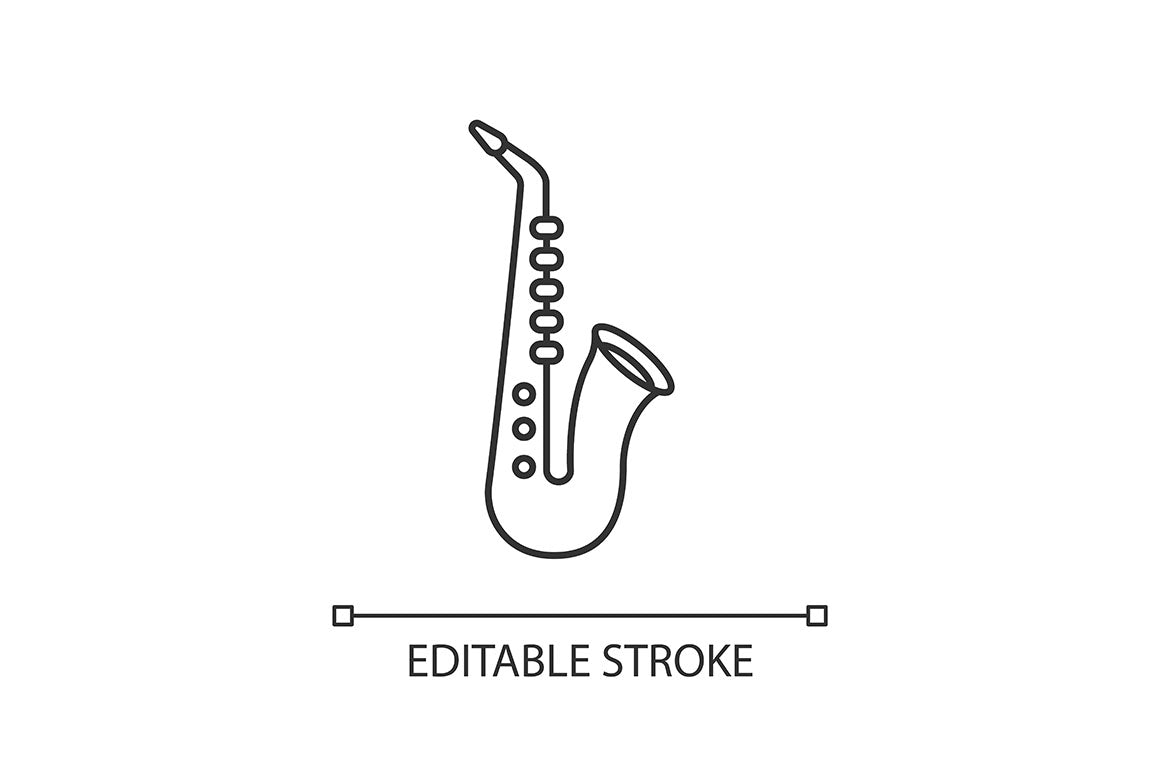 Orchestral instrument pixel perfect linear icons set