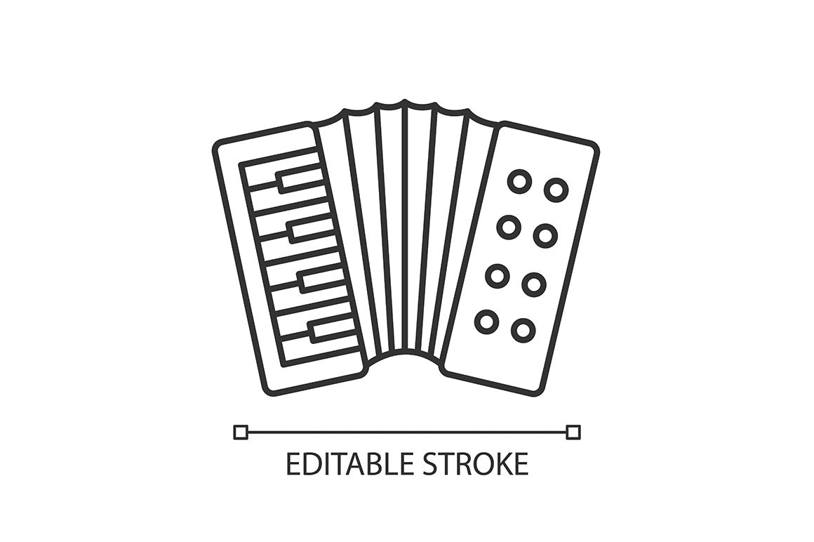 Orchestral instrument pixel perfect linear icons set