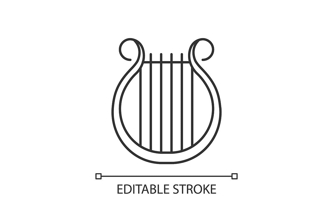 Orchestral instrument pixel perfect linear icons set