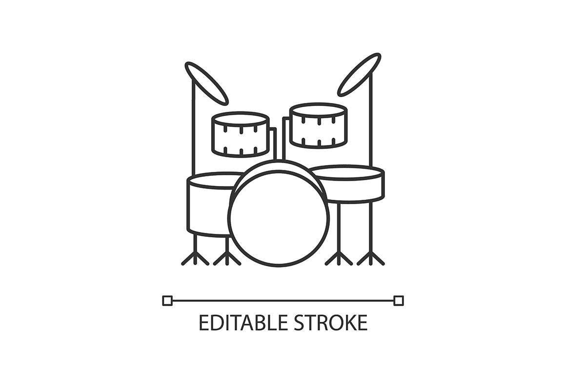 Orchestral instrument pixel perfect linear icons set