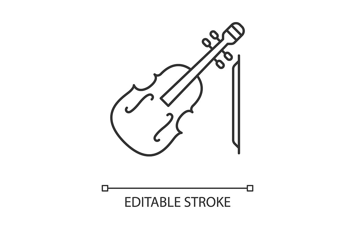 Orchestral instrument pixel perfect linear icons set