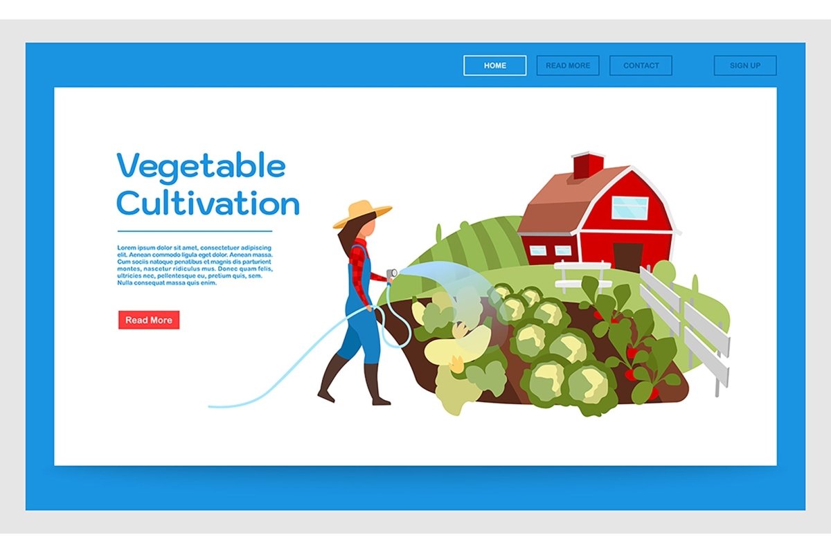 Organic food landing page vector template