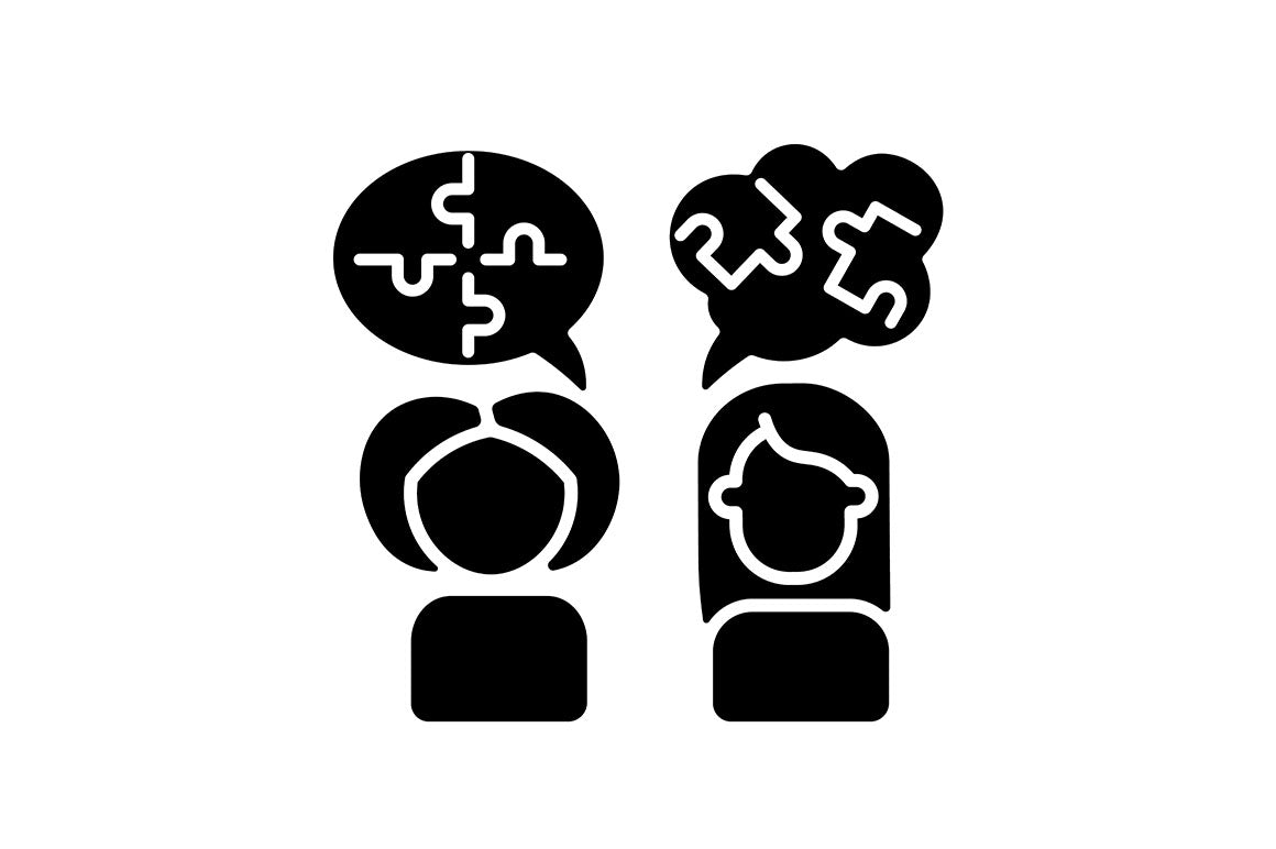 Panic disorder black glyph icons set