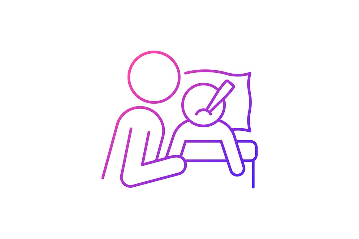 Parent and child interaction gradient icons set for dark and light mode