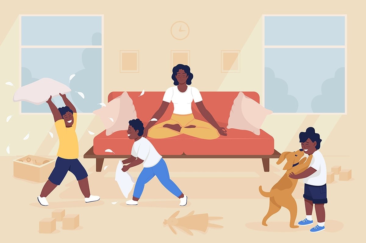 Parenting challenges flat color vector illustration set