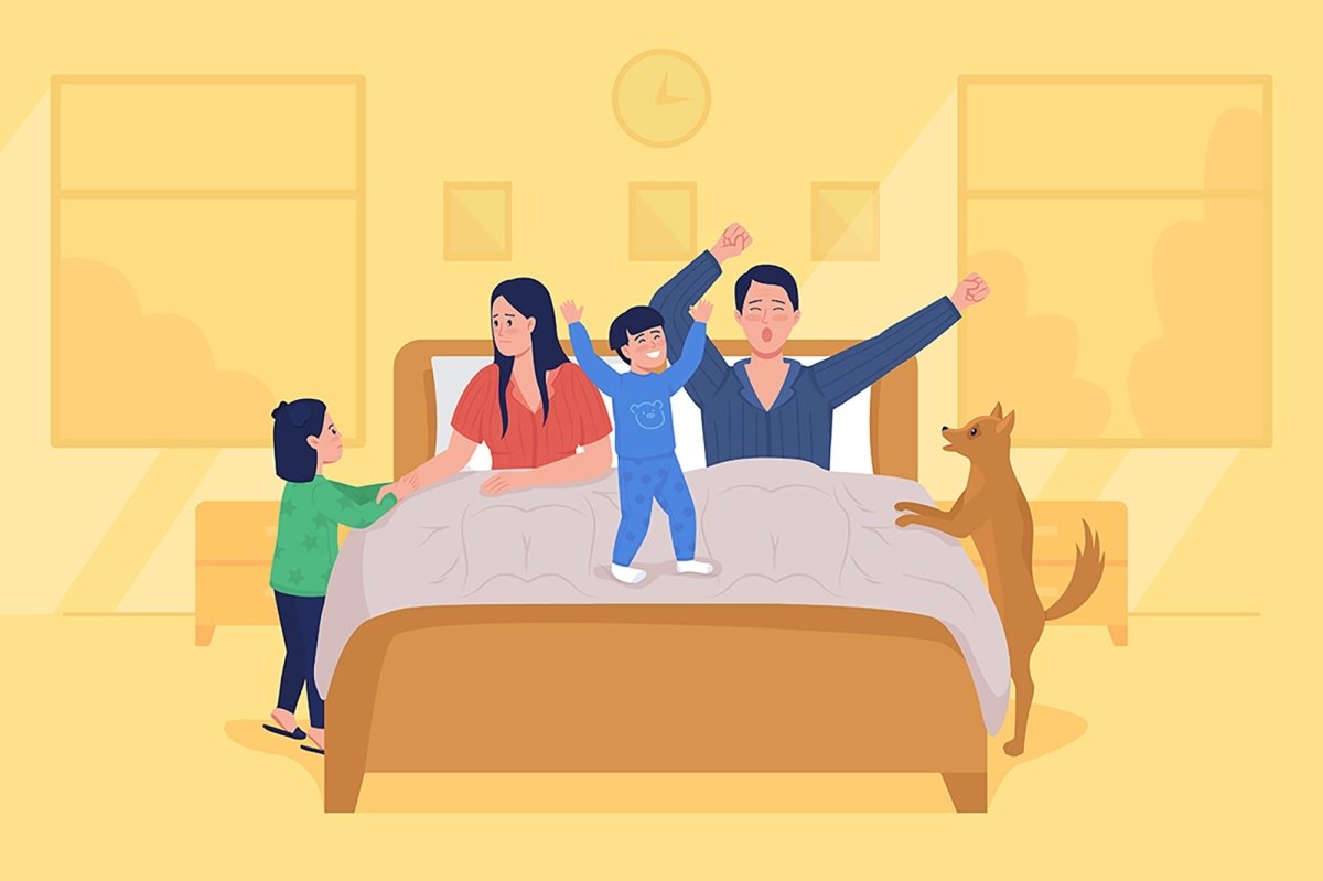 Parenting challenges flat color vector illustration set