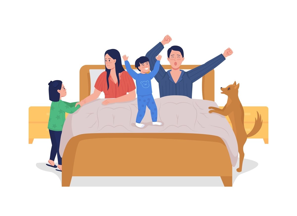 Parenting challenges flat color vector illustration set