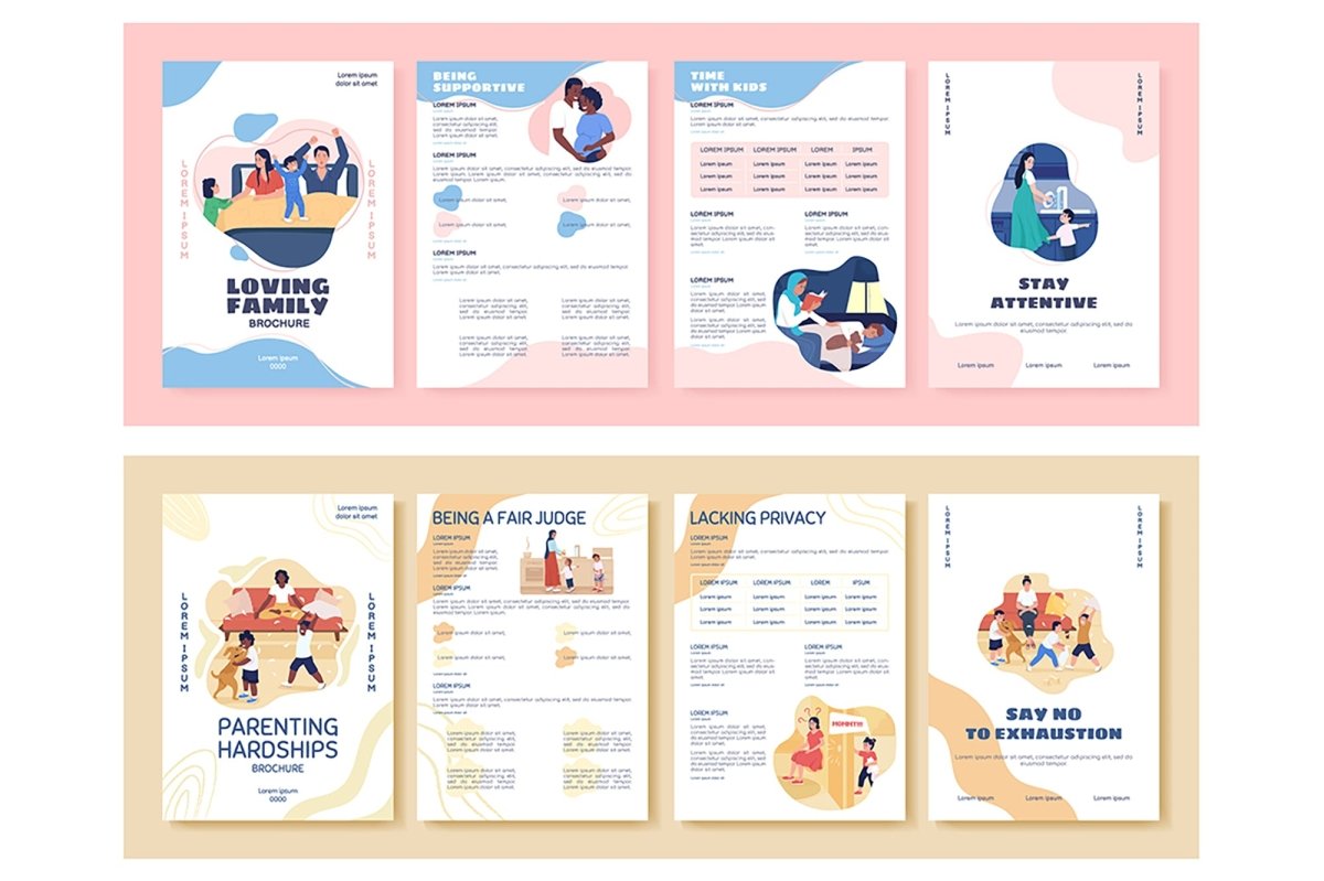 Parenting vector brochure template set