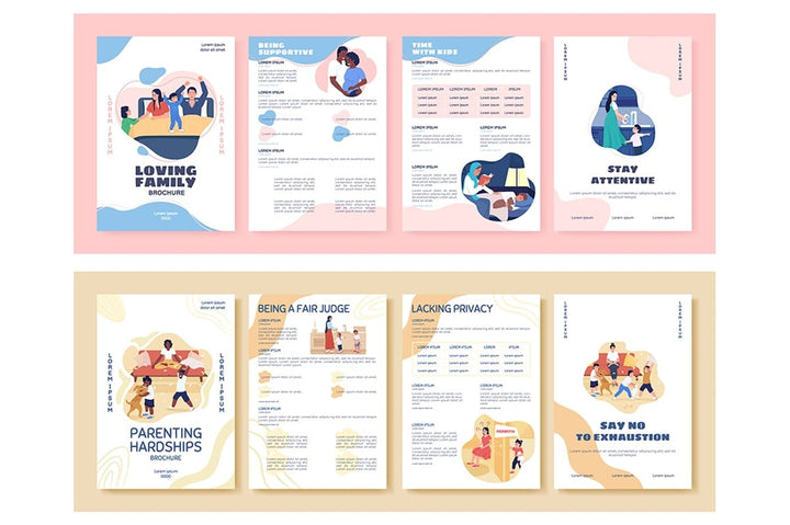 Parenting vector brochure template set