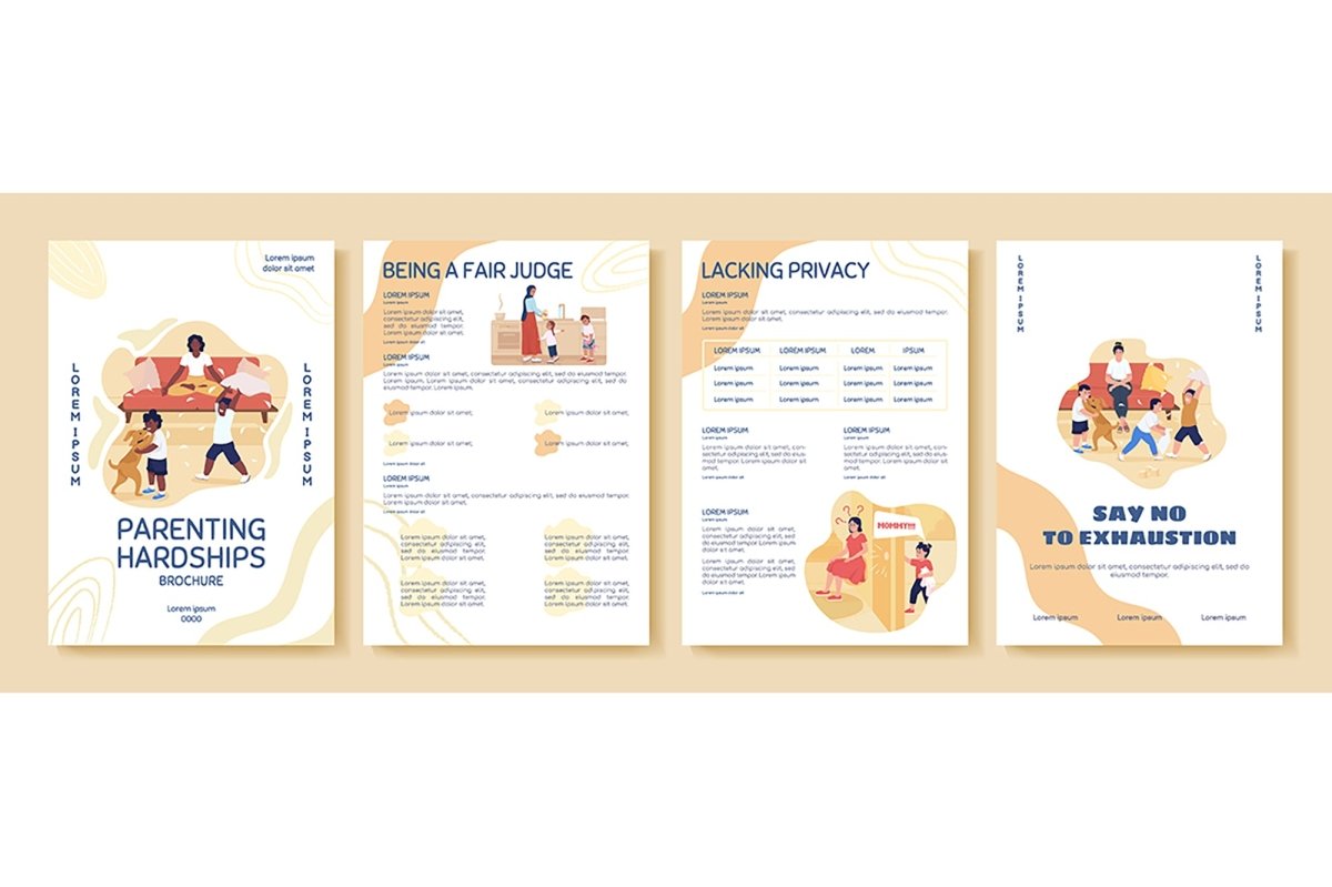 Parenting vector brochure template set