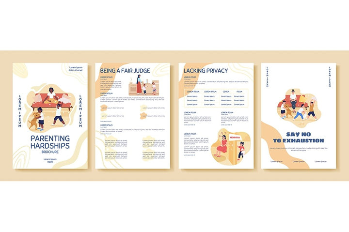 Parenting vector brochure template set