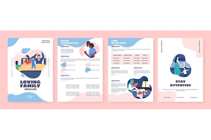 Parenting vector brochure template set