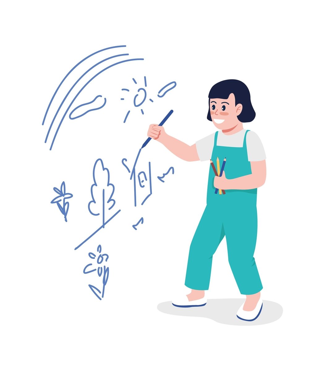 Parents and children flat color vector illustrations