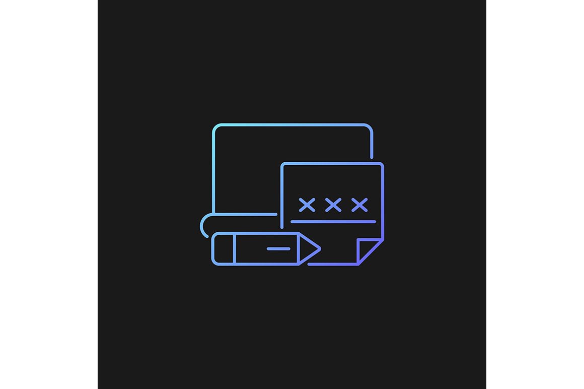 Password management gradient icons set for dark and light mode
