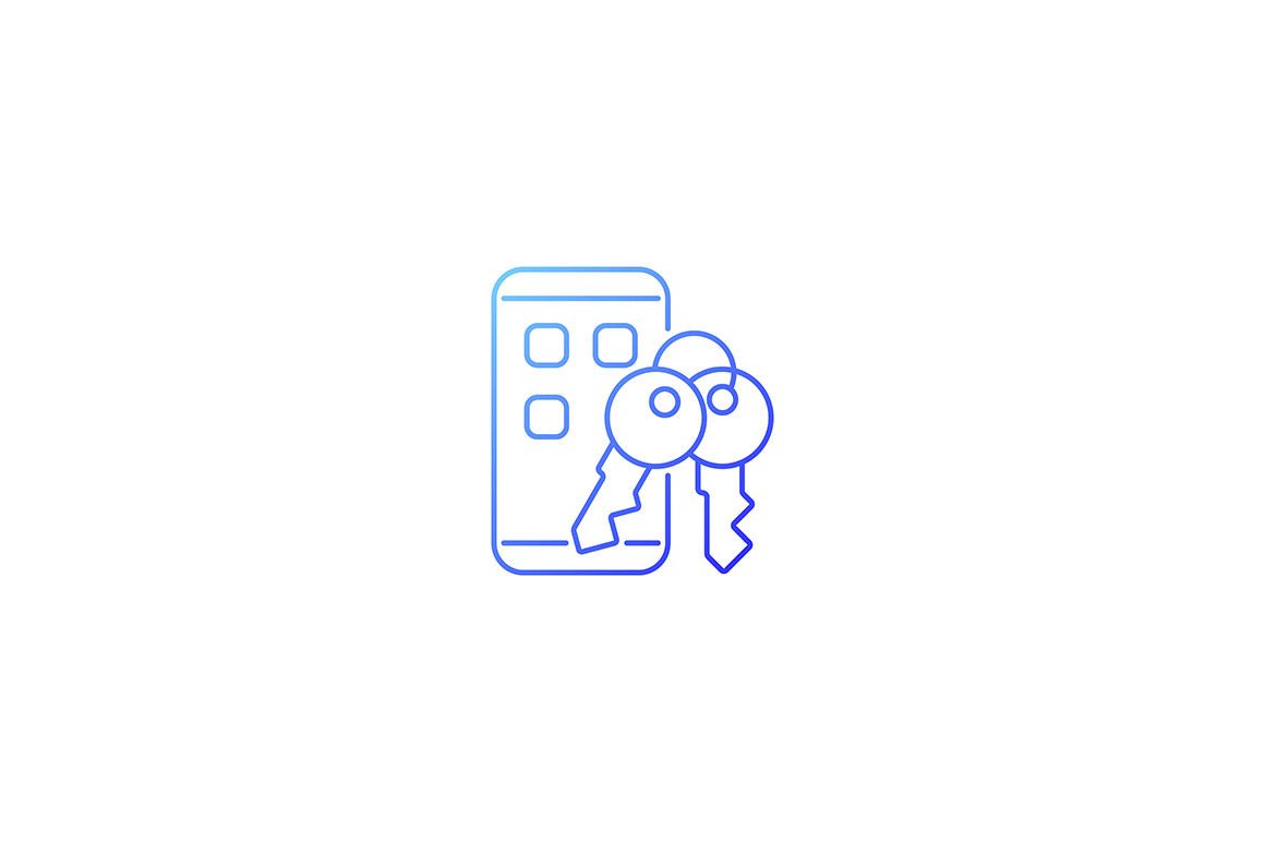 Password management gradient icons set for dark and light mode