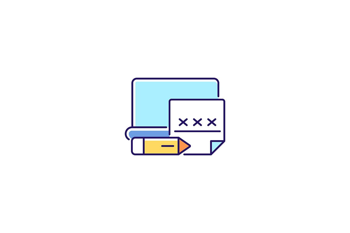 Password management RGB color icons set