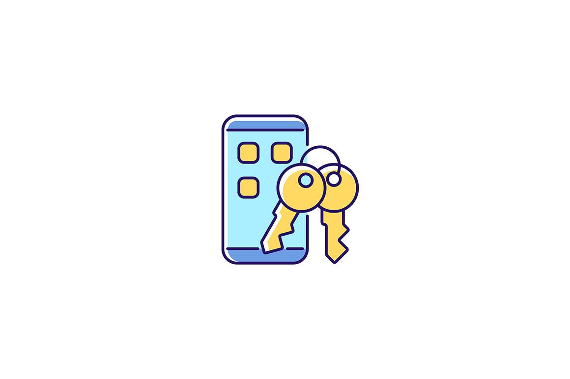 Password management RGB color icons set