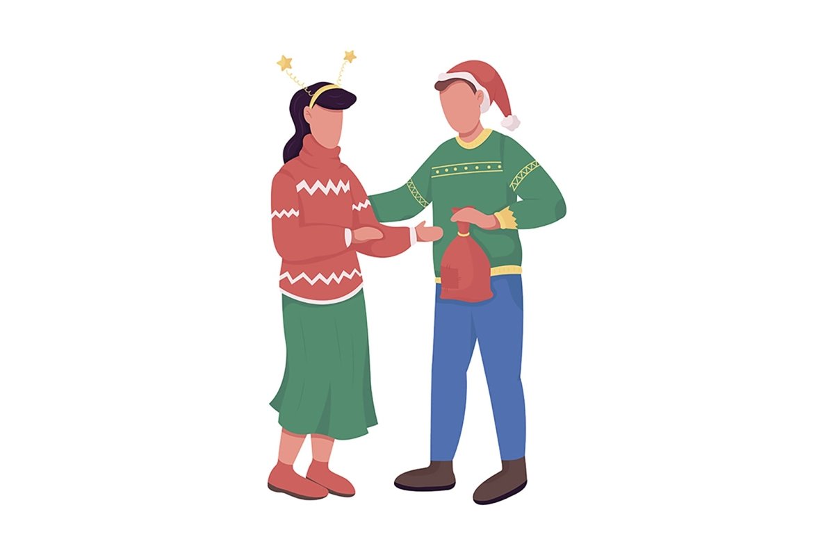 People on winter flat color vector character bundle