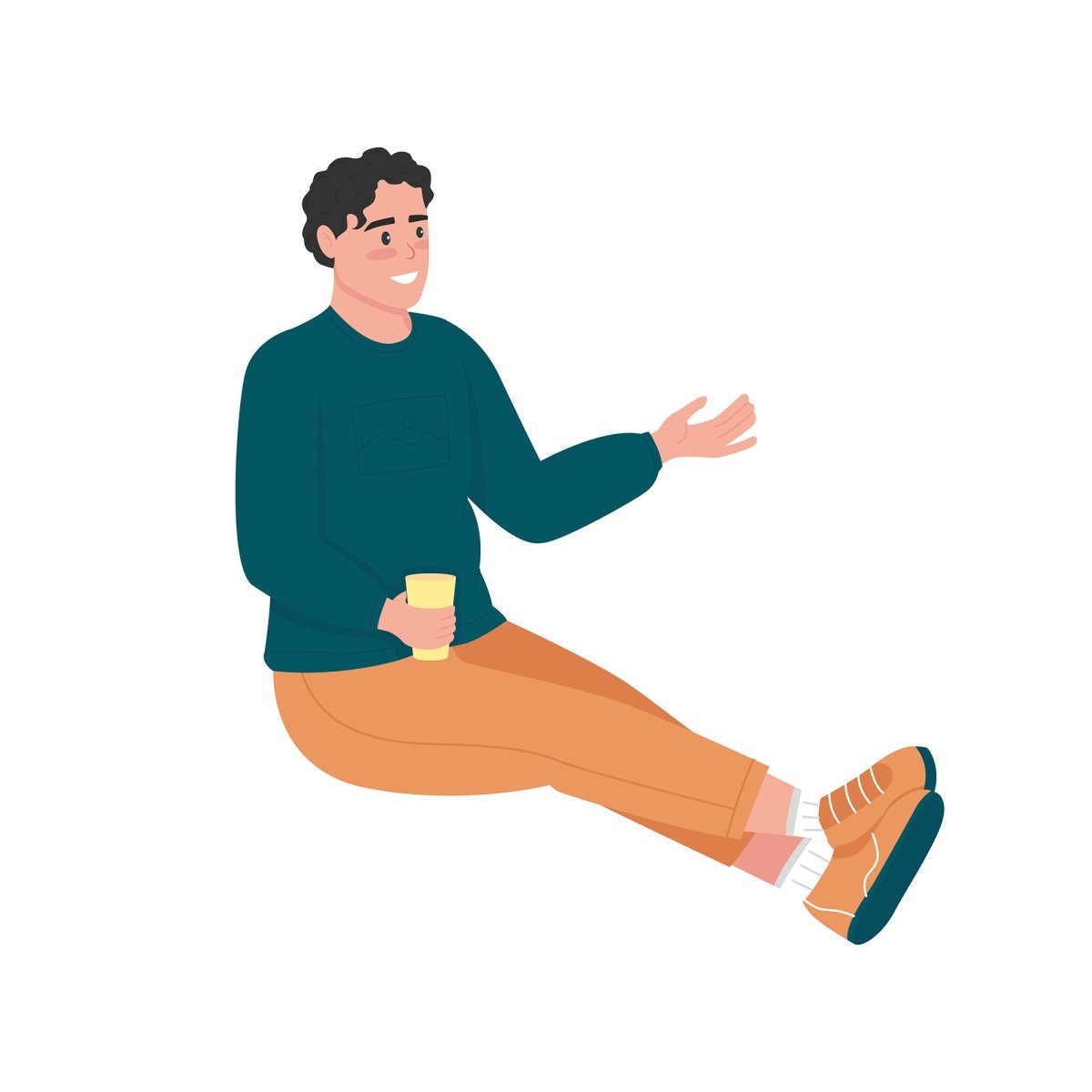 People relaxing outdoors flat color vector faceless characters set