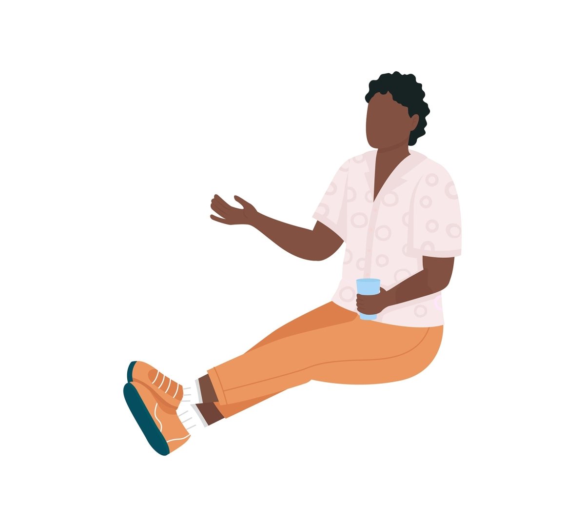 People relaxing outdoors flat color vector faceless characters set