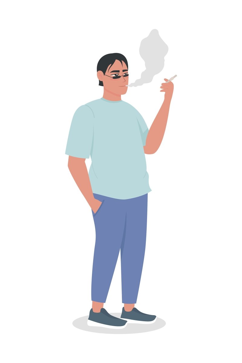 People with bad habits flat color vector faceless, detailed character set