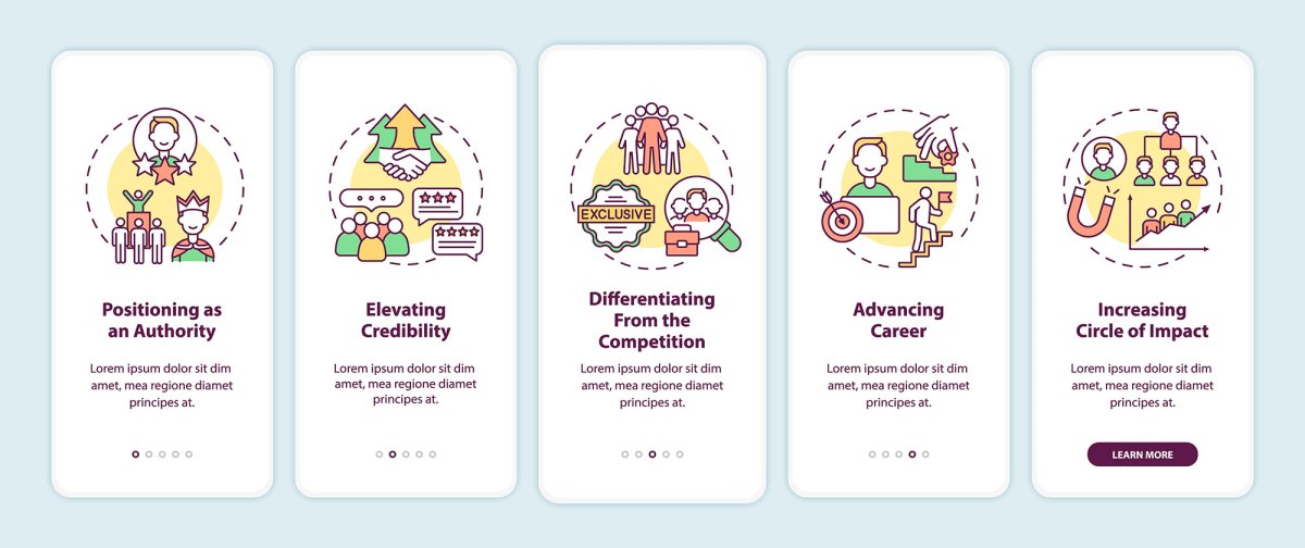 Personal branding onboarding mobile app page screen bundle