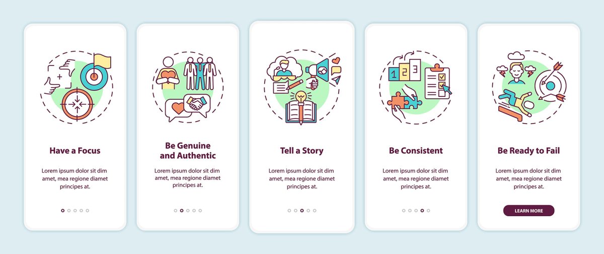 Personal branding onboarding mobile app page screen bundle