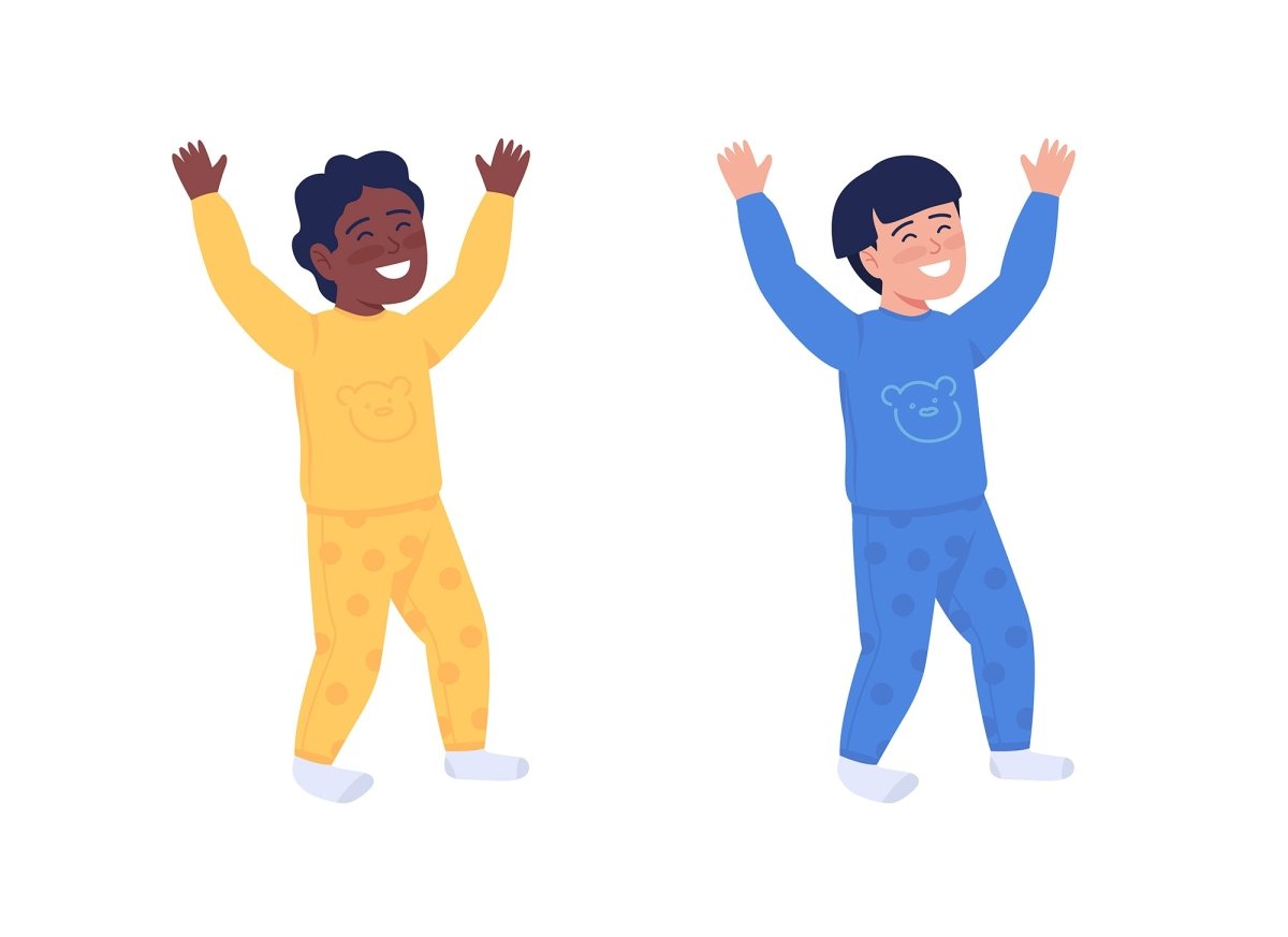 Playful children semi flat color vector character set