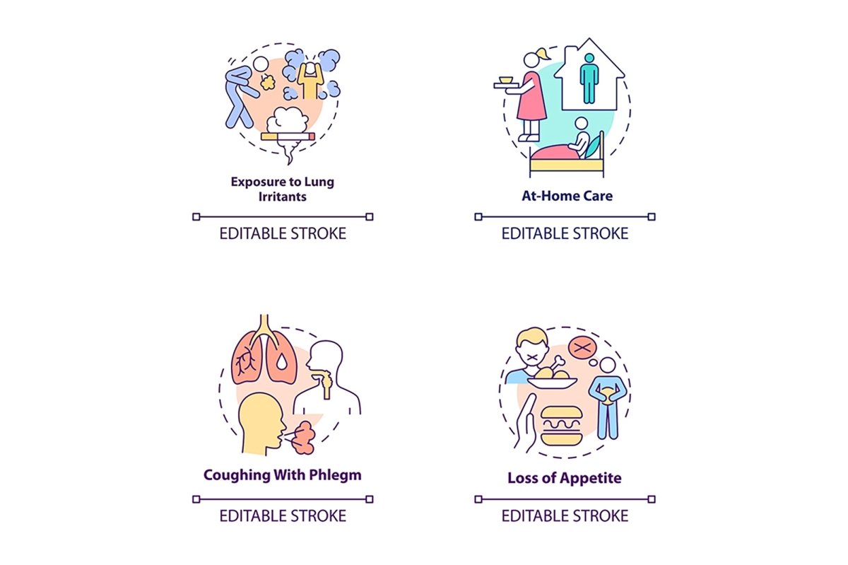 Pneumonia concept icons bundle